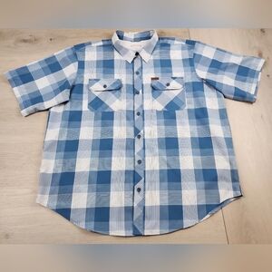 Orvis Fishing Shirt Mens 2XL Multicolor Short Sleeve Button Up Plaid Pockets